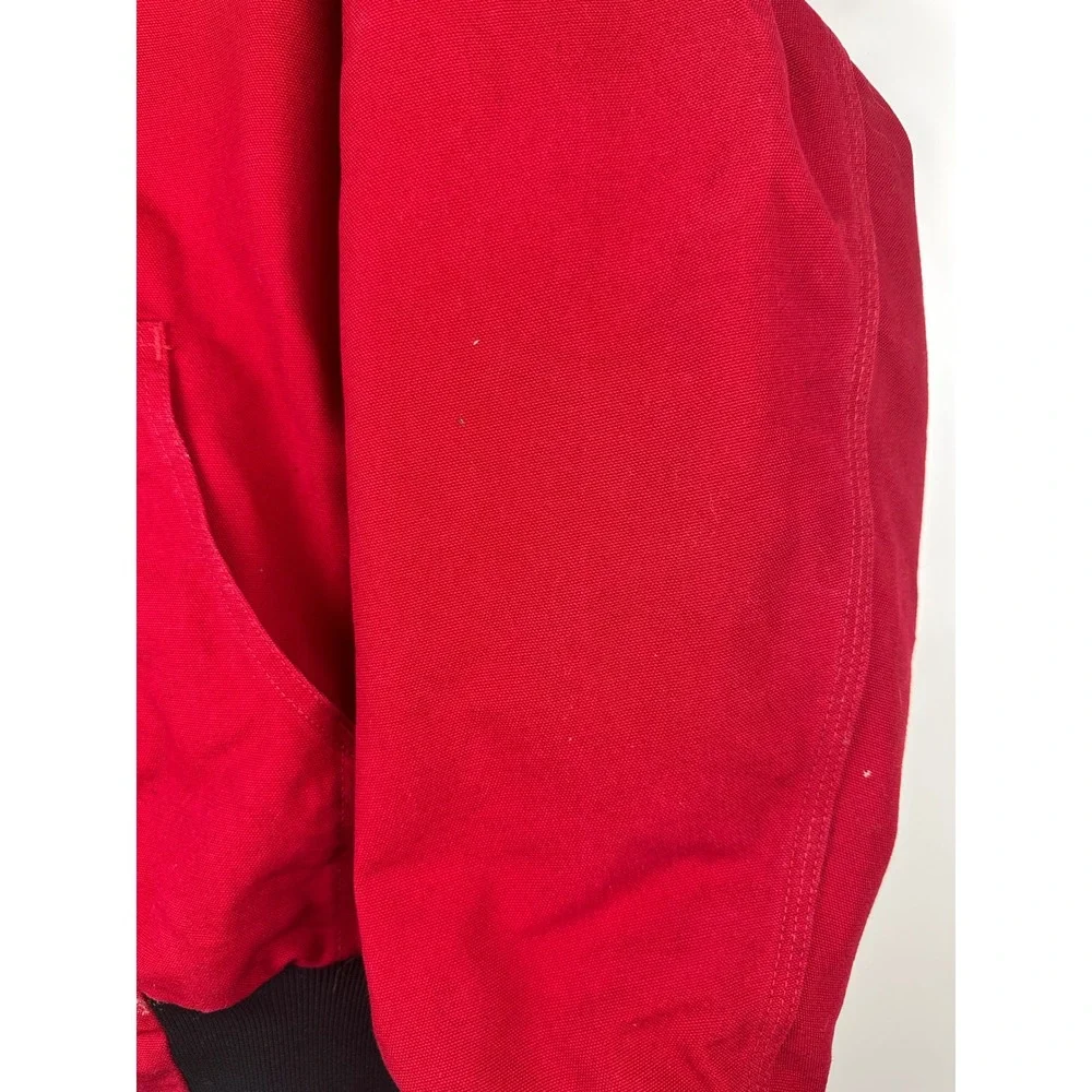 Carhartt Distressed Red Lined Hooded Jacket USA Coat *Company Logo XL Tall - Picture 11 of 15